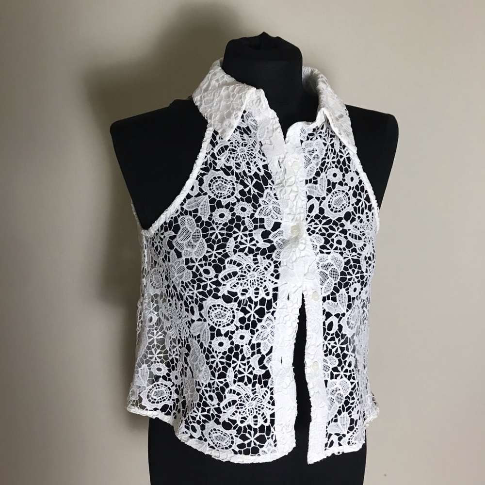 Zara  White Lace Sleeveless Top NWT